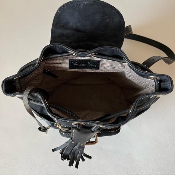 Dooney & Bourke Vintage Backpack Purse Black Suede Leather - Picture 8 of 14